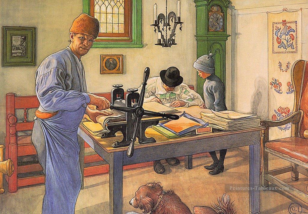 mon atelier d’acide où je fais ma gravure 1910 Carl Larsson Peintures à l'huile